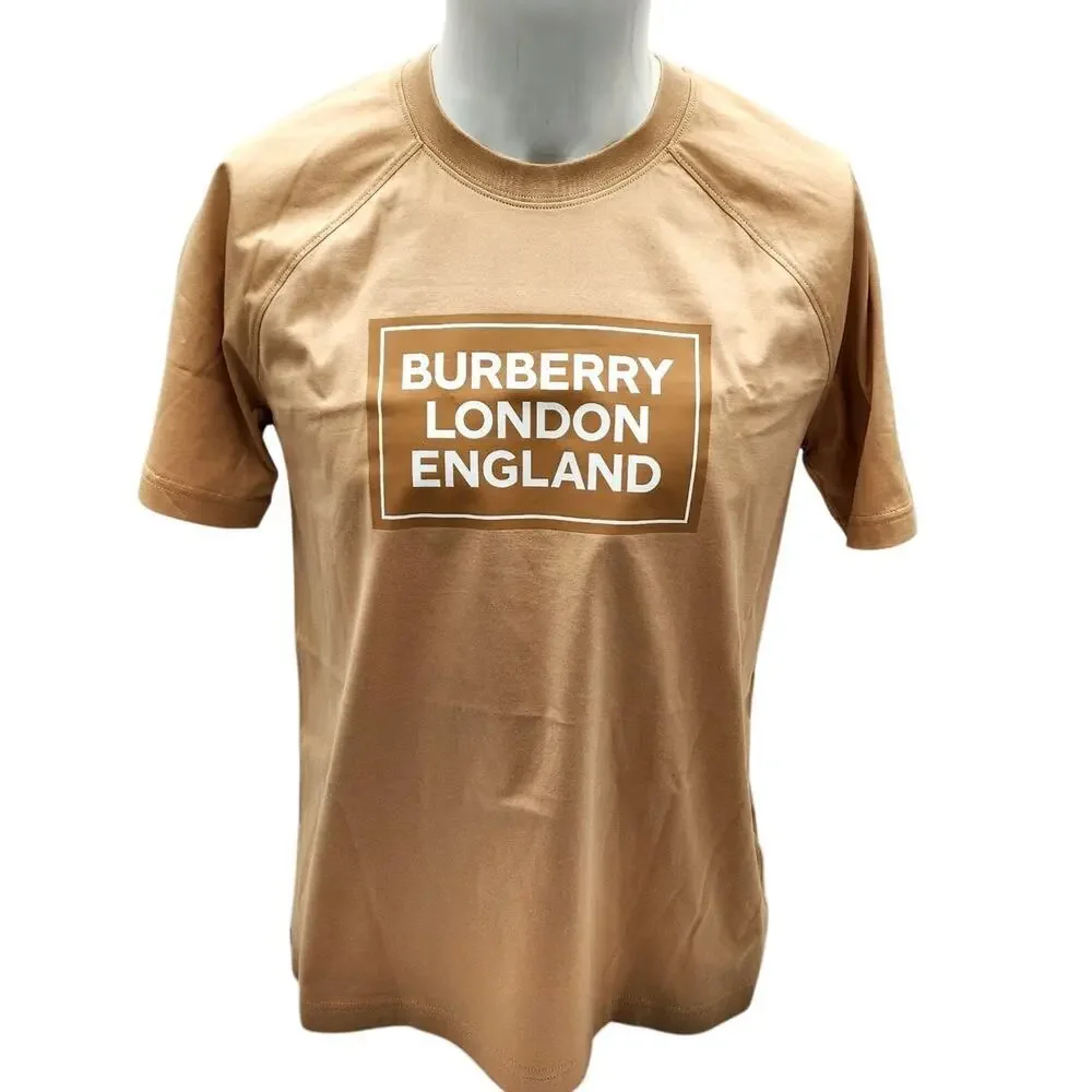 WOMEN'S BURBERRY SANTO LOGO T-SHIRT/SOFT FAWN/MEDIUM RETAIL $480 - Picture 1 of 16